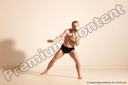 Underwear Martial art Man White Moving poses Slim Short Blond Dynamic poses Academic